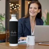 Bouteille D'eau Élégant Noir et Blanc Simple Monogramme Nom