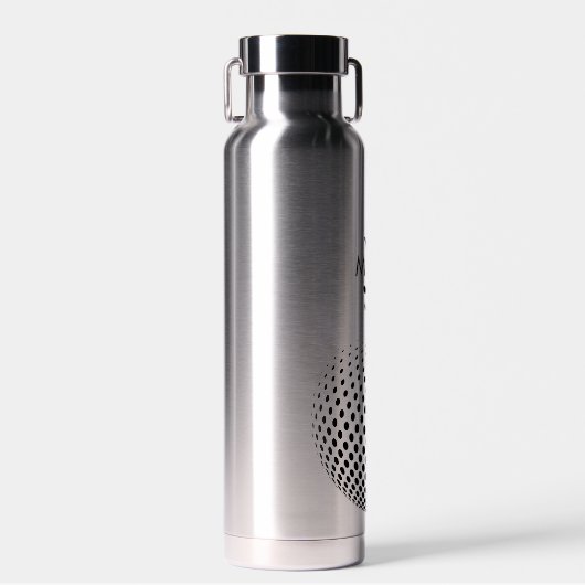 Bouteille D'eau Élégant Noir moderne Monogramme de balle de golf (Avant)