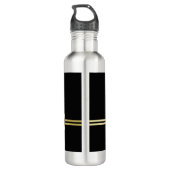 Bouteille D'eau Élégant or Monogramme personnalisé sur noir (Dos)
