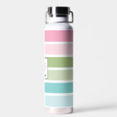 Bouteille D'eau Élégant Pastel Stripes Floral Monogramme (Arrière)