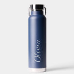 Bouteille D'eau Elegant Personalized Name Script Water Bottle<br><div class="desc">Stay hydrated in style with this Elegant Personalized Name Script Water Bottle. Featuring a sophisticated, hand-written cursive font on a clean matte navy finish, this thermal bottle is designed for the modern minimalist. Its "human-centered" design makes it a thoughtful, high-end gift for bridesmaids, birthdays, or your own daily routine. Keeps...</div>