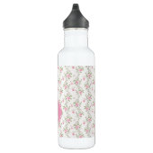 Bouteille D'eau Elegant Pink Roses Flowers Pattern Monogram (Droite)