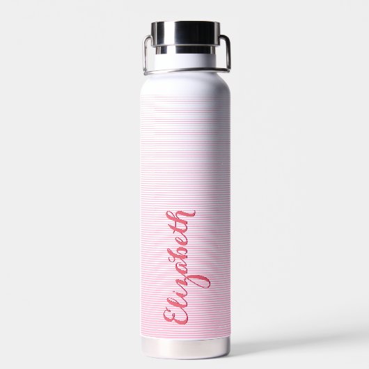 Bouteille D'eau Élégant Pink Script moderne Nom personnalisé Monog (Arrière)