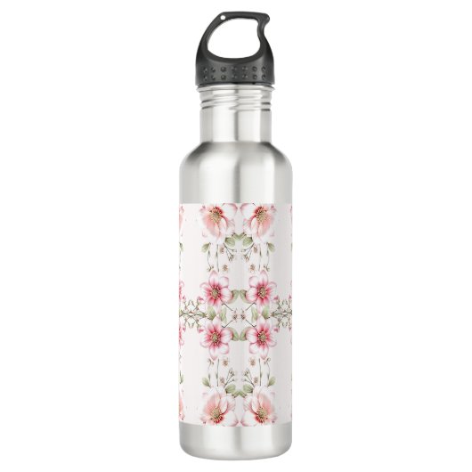 Bouteille D'eau Elegant Pink White Floral Water Bottle (Devant)