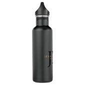 Bouteille D'eau Élégant professionnel en or clair noir Monogramme (Gauche)