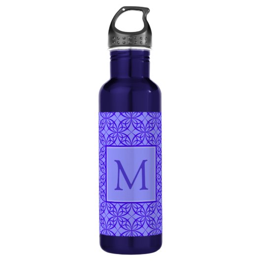 Bouteille D'eau Elegant Purple Filigree Pattern Monogram (Devant)