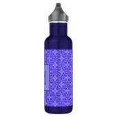 Bouteille D'eau Elegant Purple Filigree Pattern Monogram (Droite)