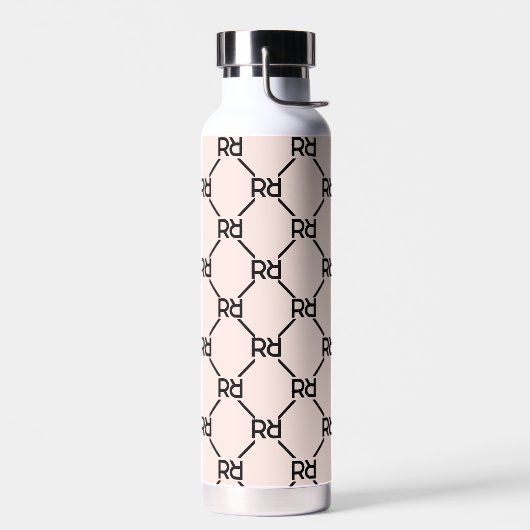 Bouteille D'eau Élégant rose moderne Script Girly Monogrammes Init (Gauche)