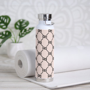 Bouteille D'eau Élégant rose moderne Script Girly Monogrammes Init