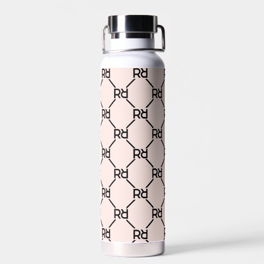 Bouteille D'eau Élégant rose moderne Script Girly Monogrammes Init (Arrière)