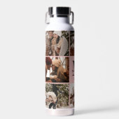 Bouteille D'eau Élégant rose Personnalisé Monogramme & Collage Pho (Avant)