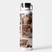 Bouteille D'eau Élégant rose Personnalisé Monogramme & Collage Pho (Arrière)