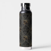 Bouteille D'eau Élégant roses en or noir damassé gothique (Gauche)