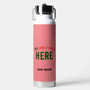 BOUTEILLE D'EAU ÉLÉGANT SAUMON ROSE PERSONNALISÉ MARQUE VERIFIÉE M