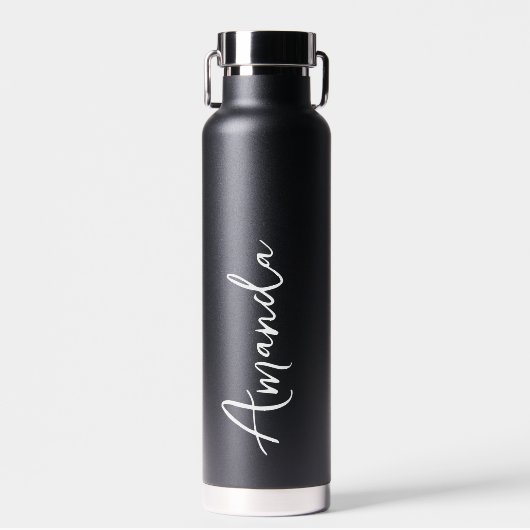 Bouteille D'eau Élégant script noir Mariage personnalisé (Avant)