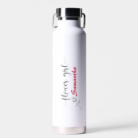 Bouteille D'eau Élégant script personnalisé avec Rosebud (Avant)