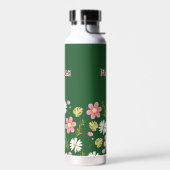 Bouteille D'eau Élégant vert moderne rose floral (Gauche)