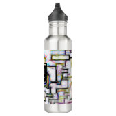 Bouteille D'eau Elégant Vert Noir Moderne Carré Monogramme tendanc (Droite)