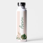 Bouteille D'eau Élégante rayures roses tropicales bridesmaid<br><div class="desc">Elégante rayures roses tropicale bridesmaid Water Bottle. Idée cadeau de la servante d'information. Des éléments correspondants sont disponibles.</div>