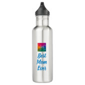 Bouteille D'eau Elégante Typographie Bleue Top Modèle Meilleure Ma (Droite)