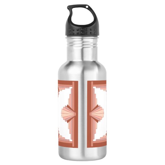 Bouteille D'eau Éléments Art déco dans une palette d'or rose (Dos)