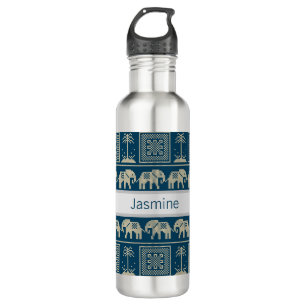 Bouteille D'eau Eléphant et arbres tribaux Personnalisé