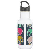 Bouteille D'eau Éléphants Colorés, Motif D'Éléphants, Zigzag (Dos)