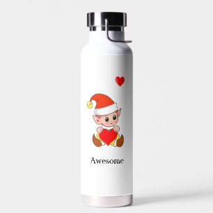Bouteille D'eau Elfe magique mignon avec cœur sur fond blanc