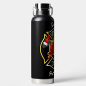 Bouteille D'eau Emblème Black & Red Firefighter (Avant)