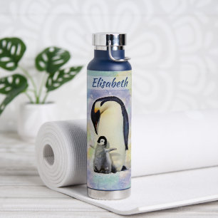 Bouteille D'eau Empereur Penguin avec l'aquarelle de bébé poussin