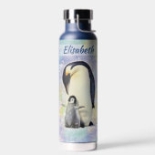Bouteille D'eau Empereur Penguin avec l'aquarelle de bébé poussin (Gauche)