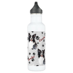 Bouteille D'eau Empreinte Collie Dog Bordure