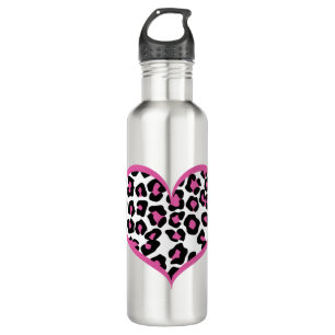 Bouteille D'eau Empreinte de léopard du coeur sauvage