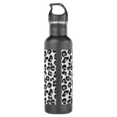 Bouteille D'eau Empreinte de léopard en noir et blanc avec gris / (Dos)