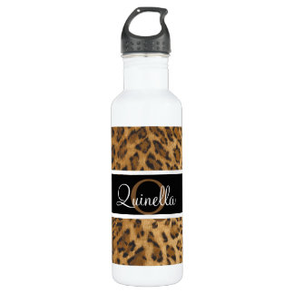 Bouteille D'eau Empreinte de léopard Q monogramme initiales Water 