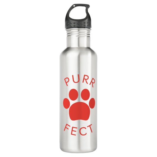 Bouteille D'eau Empreinte de patte Parfait Rouge Parfait Chat (Devant)