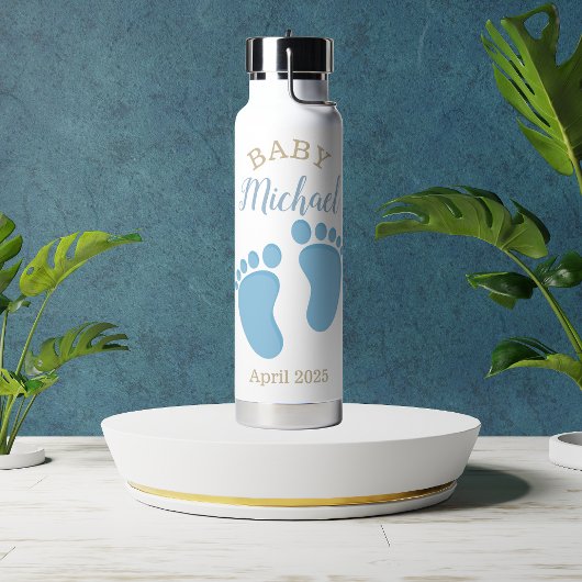 Bouteille D'eau Empreintes Bébé Bleu Nom