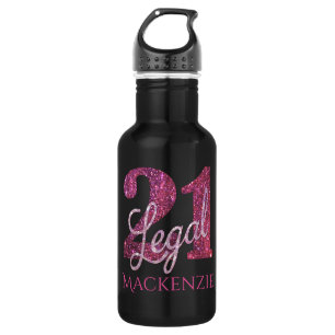Bouteille D'eau En Acier Inoxydable 21 et juridique   Pink 21st Birthday Chic Parties 