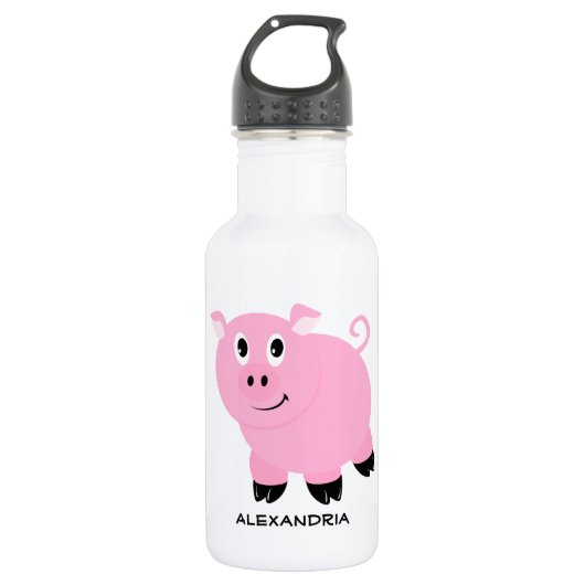 Bouteille D'eau En Acier Inoxydable Adorable Cochon rose Personnalisé Carton Piggy (Devant)