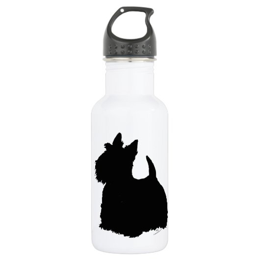 Bouteille D'eau En Acier Inoxydable Alert Scottish Terrier Silhouette (Devant)