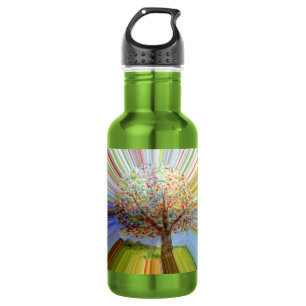 Bouteille D'eau En Acier Inoxydable Arbre d'automne rayé d'arc-en-ciel coloré