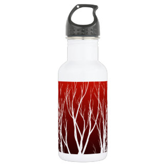 Bouteille D'eau En Acier Inoxydable Arbre de vie : Arbres blancs sur l'art rouge