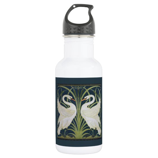 Bouteille D'eau En Acier Inoxydable Art Nouveau Swan Deux Swans (Devant)