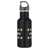 Bouteille D'eau En Acier Inoxydable Baseball, Noir, Nom, (Dos)