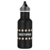 Bouteille D'eau En Acier Inoxydable Baseball, Noir, Nom, (Droite)