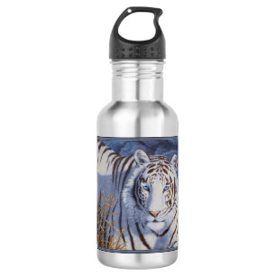 Bouteille D'eau En Acier Inoxydable Beau tigre blanc aux yeux bleu cristal