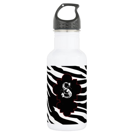 Bouteille D'eau En Acier Inoxydable Black and White Zebra Print 32. oz. (Devant)