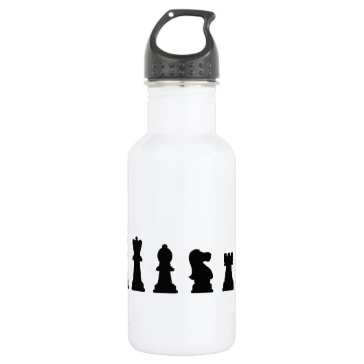 Bouteille D'eau En Acier Inoxydable Black chess pieces on white (Devant)