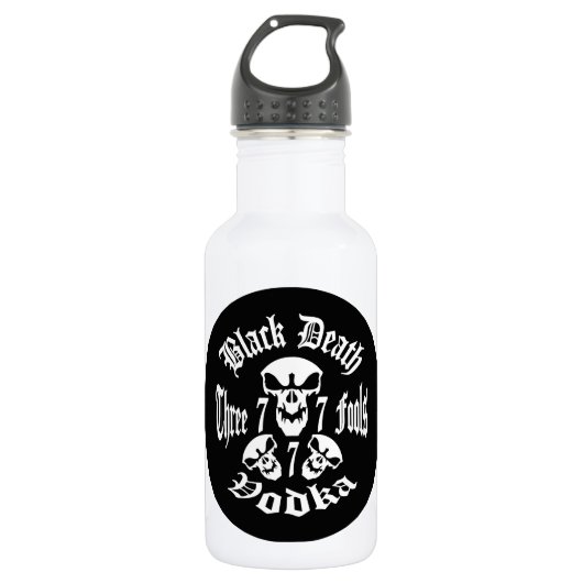 Bouteille D'eau En Acier Inoxydable Black Death 777 - Trois Fools Vodka (Devant)