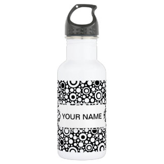 Bouteille D'eau En Acier Inoxydable Black Dots & Circles Grid + your backgr. &